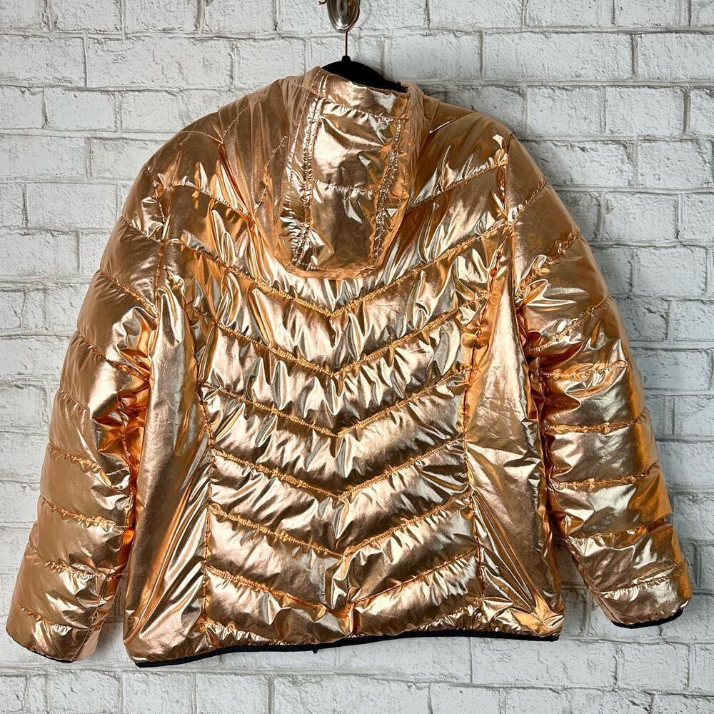 Spyder Coat Alyce Puffer Jacket Thermaweb Metallic Hooded Outdoor Rose Gold L - Picture 2 of 13